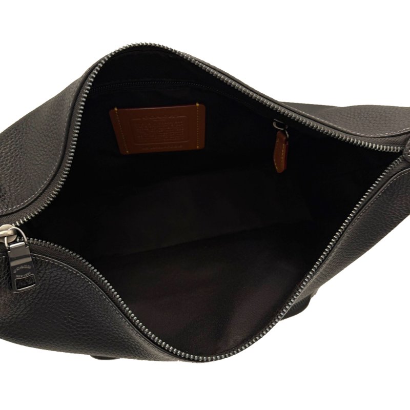 [全新]COACH 2026新款 FINN素面牛皮男中性款船型斜背包(黑)-4