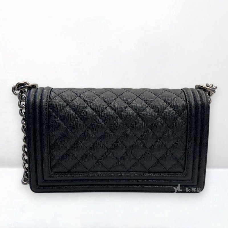S5390-CHANEL黑荔枝皮銀扣BOY25 A67086-3