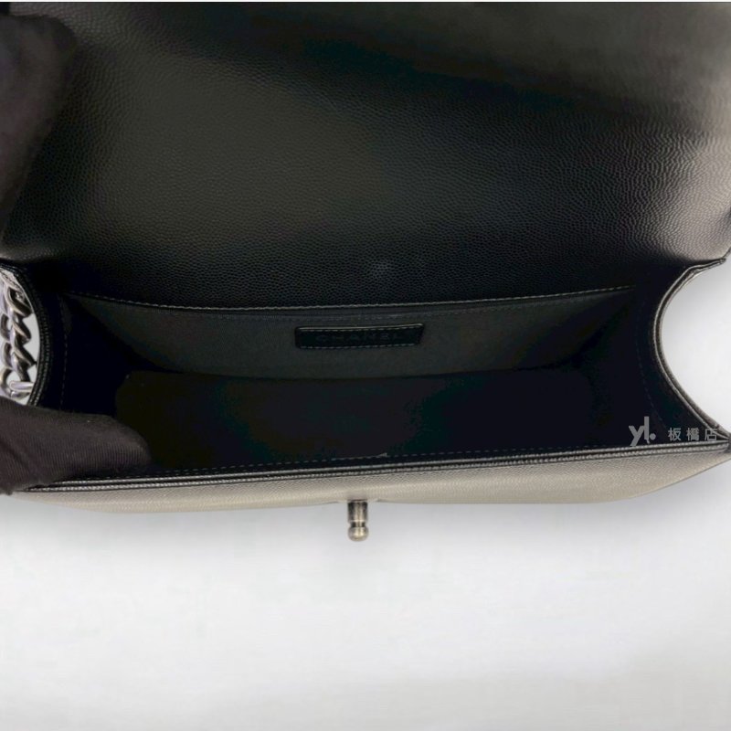 S5390-CHANEL黑荔枝皮銀扣BOY25 A67086-5