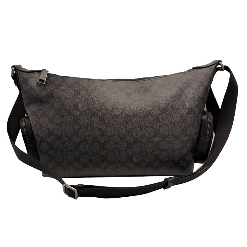 [全新]COACH 2026新款 FINN C LOGO男中性款船型斜背包(黑灰)-2