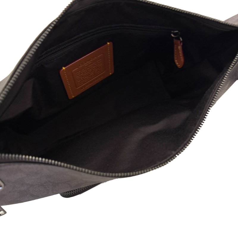 [全新]COACH 2026新款 FINN C LOGO男中性款船型斜背包(黑灰)-4