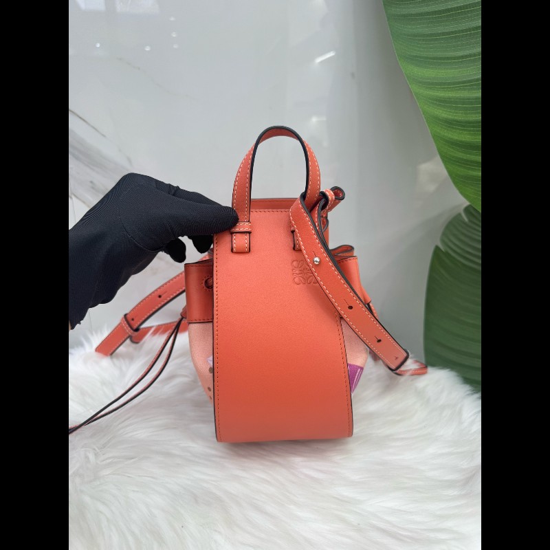 LOEWE羅意威焦糖色花卉mini吊床包單肩斜挎包-2