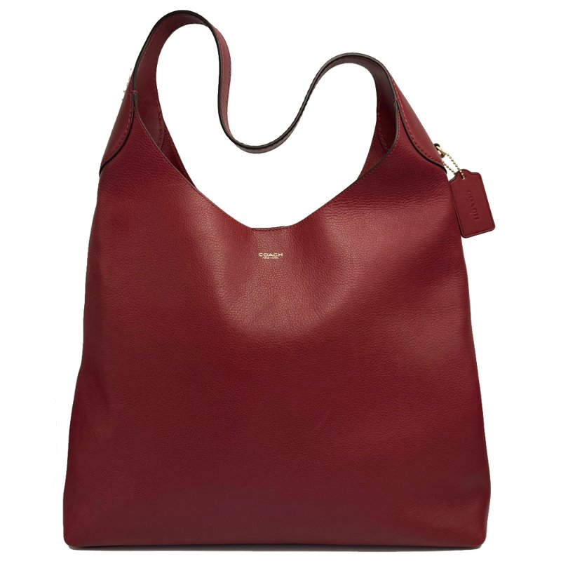 [全新]COACH 2026專櫃新款BROOKLYN 34素面牛皮肩背托特包(福利品/酒紅)-0
