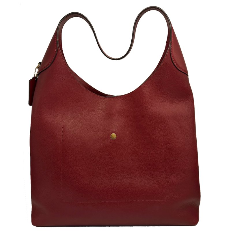 [全新]COACH 2026專櫃新款BROOKLYN 34素面牛皮肩背托特包(福利品/酒紅)-2