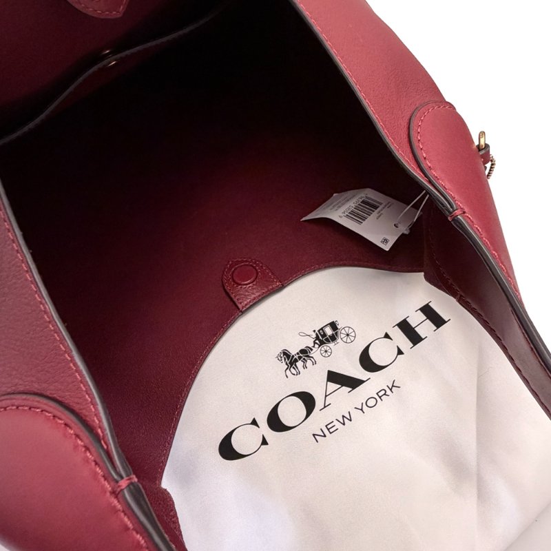 [全新]COACH 2026專櫃新款BROOKLYN 34素面牛皮肩背托特包(福利品/酒紅)-6