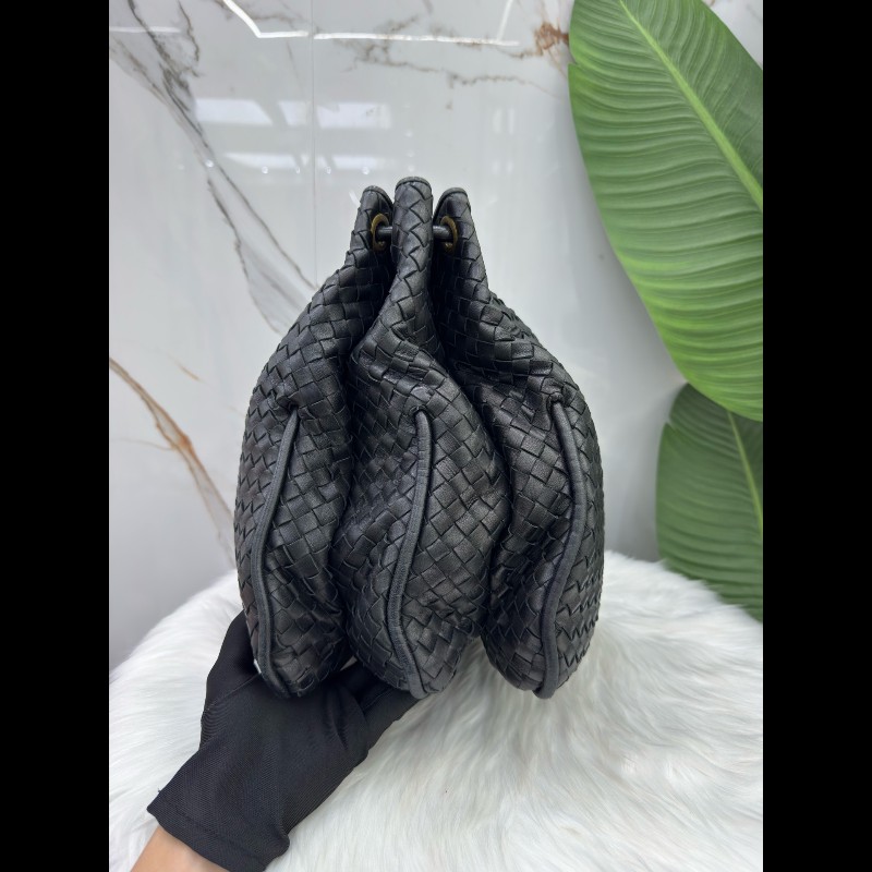 Bottega Veneta/葆蝶家黑色經典編織手提包單肩包-2