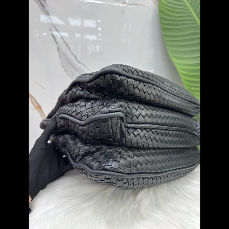 Bottega Veneta/葆蝶家黑色經典編織手提包單肩包-5