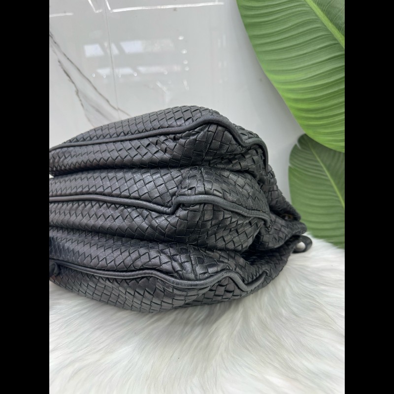 Bottega Veneta/葆蝶家黑色經典編織手提包單肩包-6