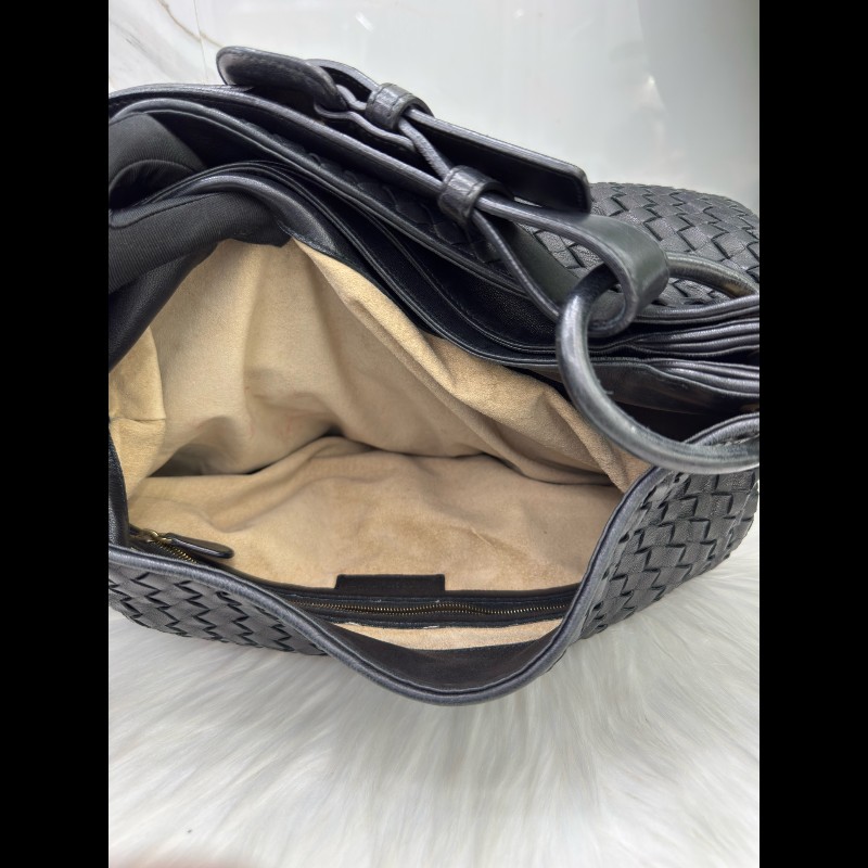 Bottega Veneta/葆蝶家黑色經典編織手提包單肩包-8