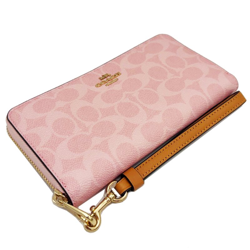 [全新]COACH C LOGO手掛式拉鍊零錢袋長夾(粉)-3