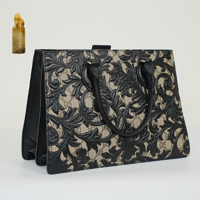 Gucci/古馳 限量款浮雕印花手提包-6