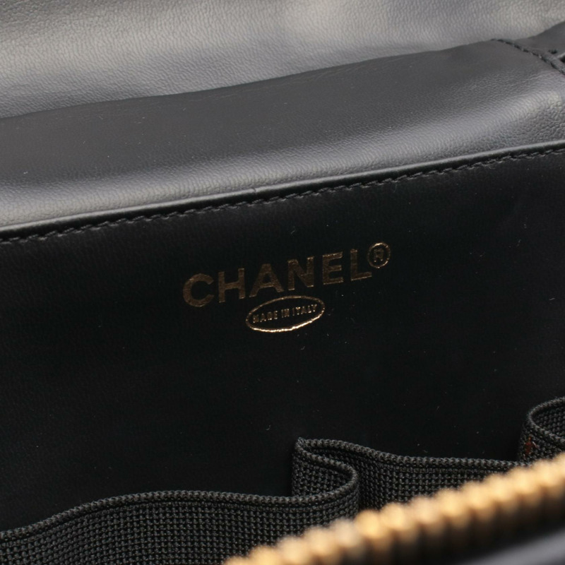 香奈兒 COCO Mark Vanity 單肩手提包,粒面小牛皮,黑色,二手,金色五金 CC-3