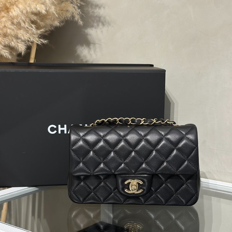CHANEL 經典口蓋包Mini CF20 - 黑金-0