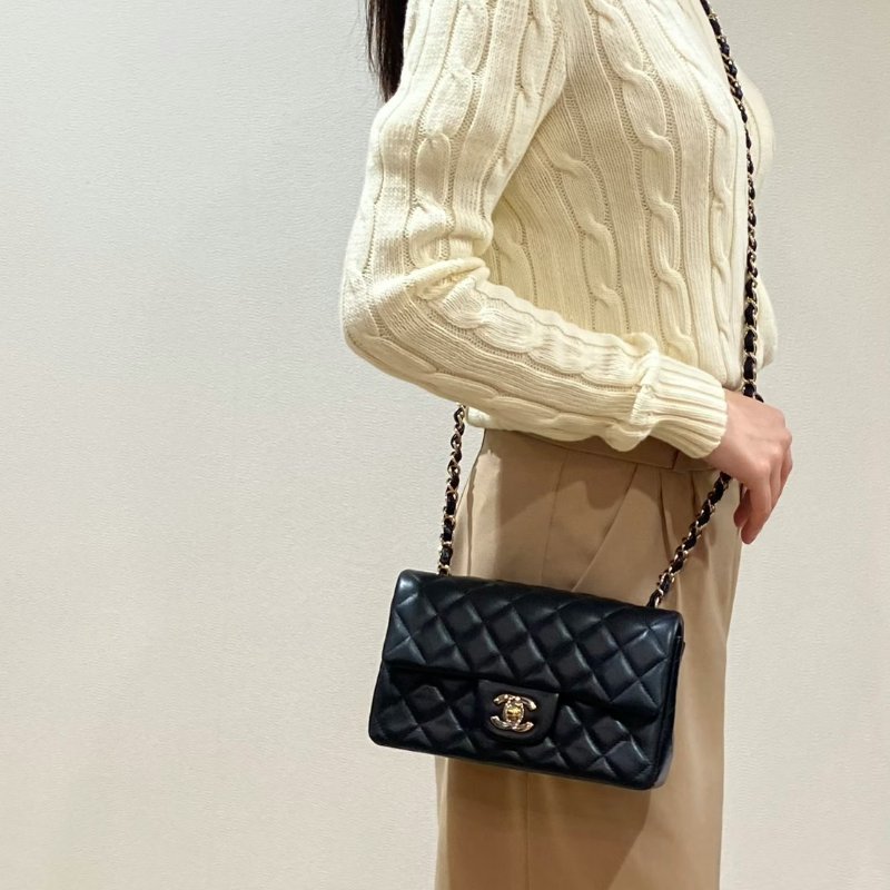 CHANEL 經典口蓋包Mini CF20 - 黑金-1