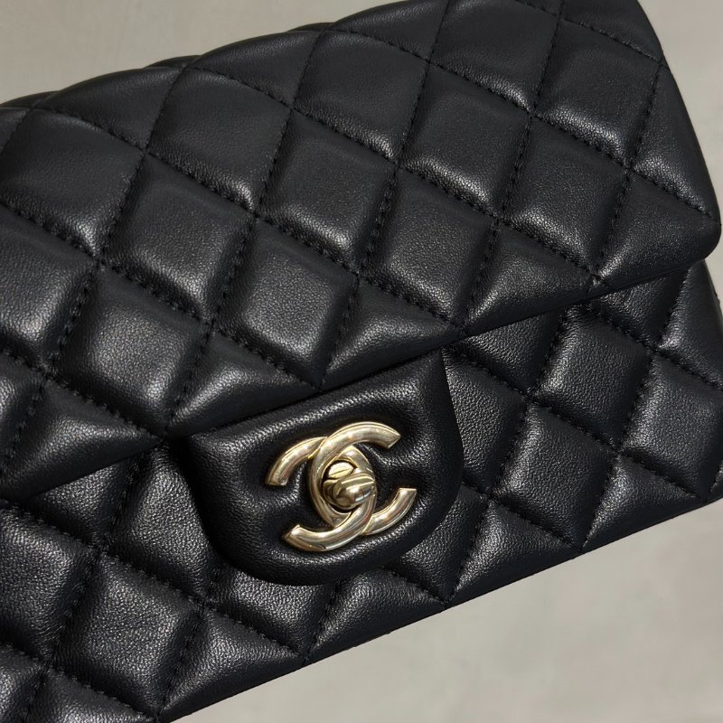 CHANEL 經典口蓋包Mini CF20 - 黑金-5