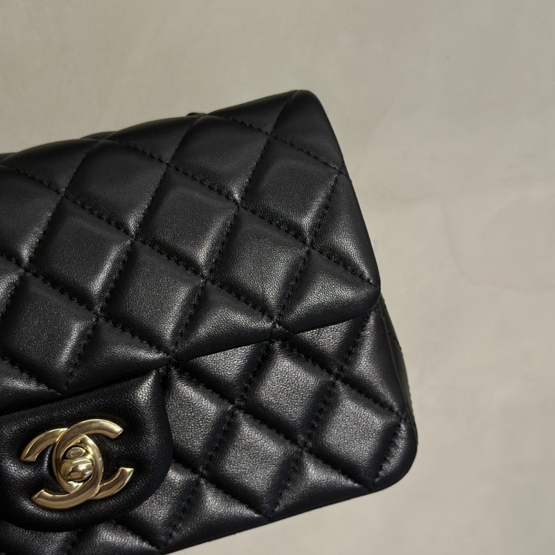 CHANEL 經典口蓋包Mini CF20 - 黑金-6