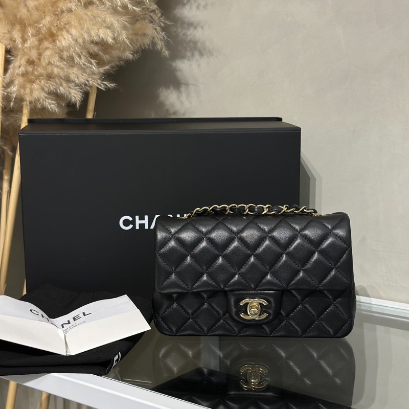 CHANEL 經典口蓋包Mini CF20 - 黑金-9