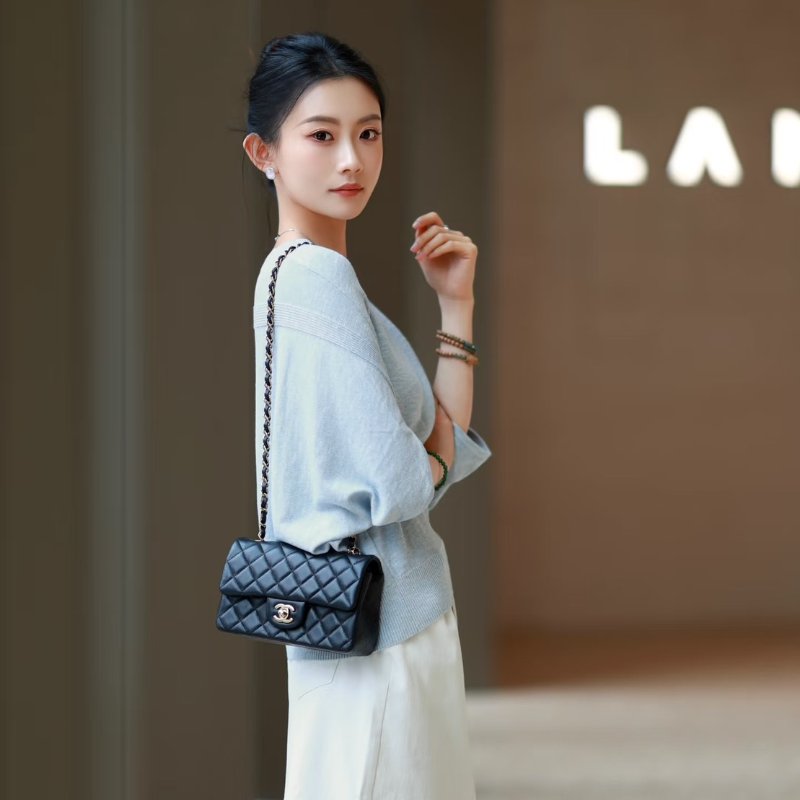 CHANEL 經典口蓋包Mini CF20 - 黑金-10