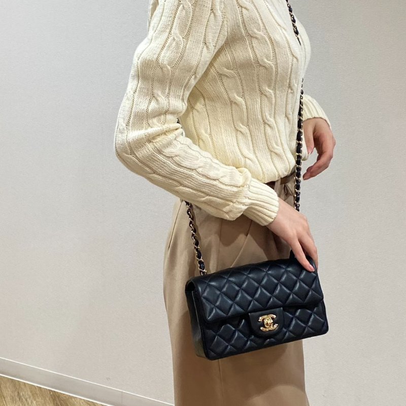 CHANEL 經典口蓋包Mini CF20 - 黑金-11