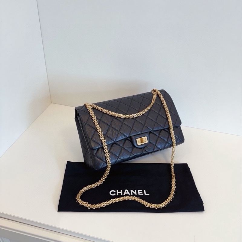【新🆕】Chanel 黑金油蠟皮2.55 中號 單肩包-2