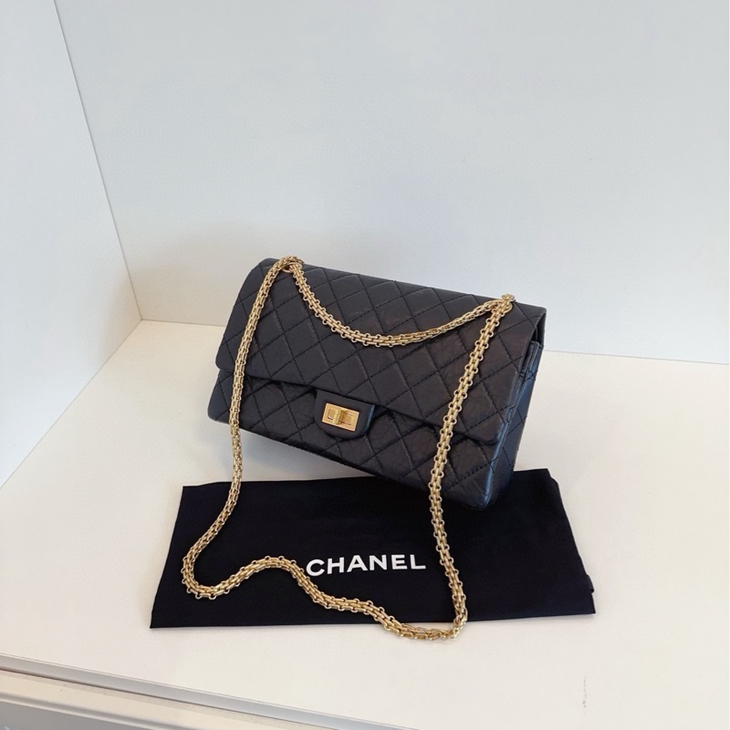 【新🆕】Chanel 黑金油蠟皮2.55 中號 單肩包-3