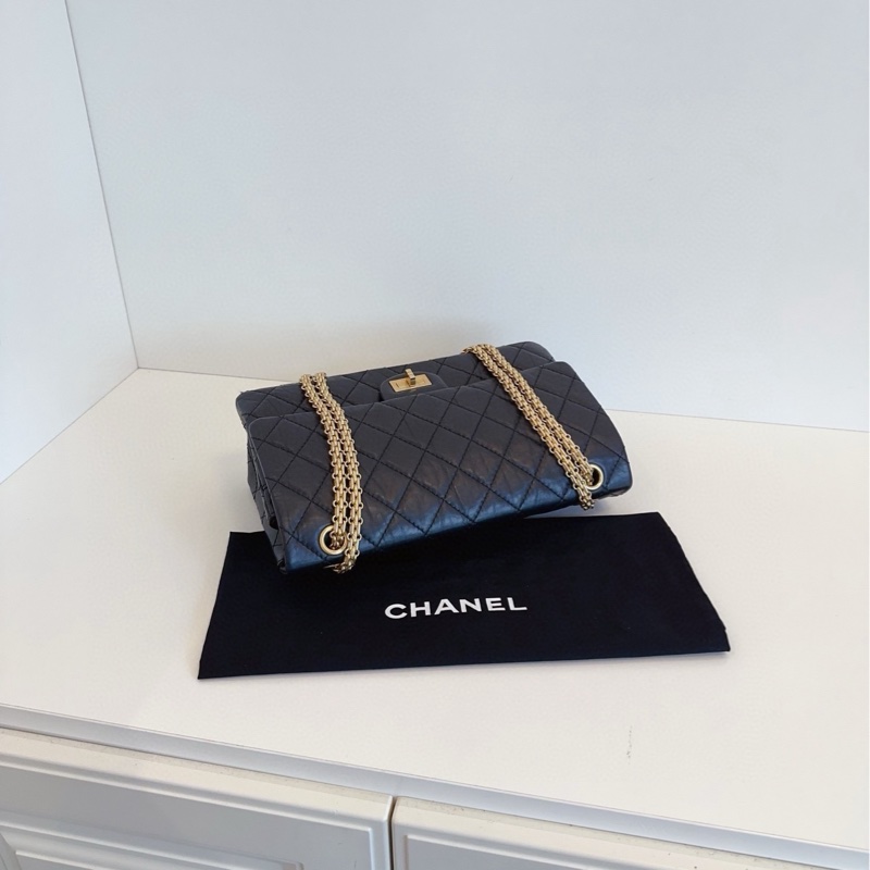 【新🆕】Chanel 黑金油蠟皮2.55 中號 單肩包-6