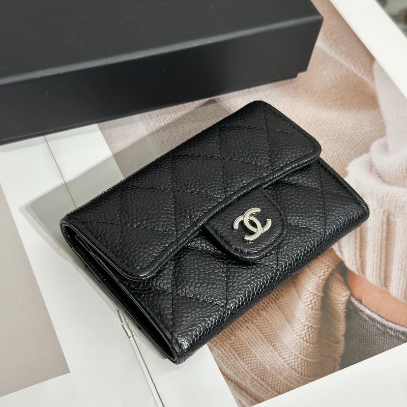 CHANEL 經典口蓋卡包 - 黑銀31開-2