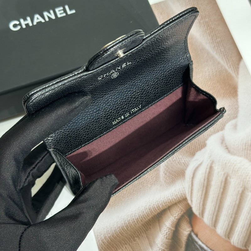 CHANEL 經典口蓋卡包 - 黑銀31開-5