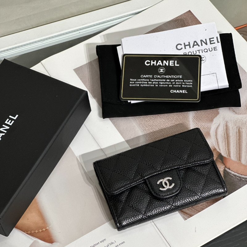 CHANEL 經典口蓋卡包 - 黑銀31開-8