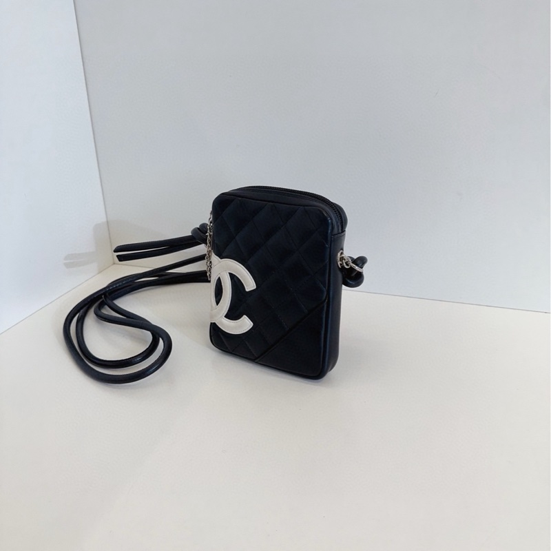 【98新🆕】Chanel 黑色白logo 熊貓色 康鵬相機 mini 斜挎包-3