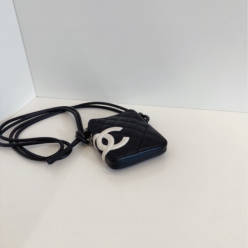 【98新🆕】Chanel 黑色白logo 熊貓色 康鵬相機 mini 斜挎包-4