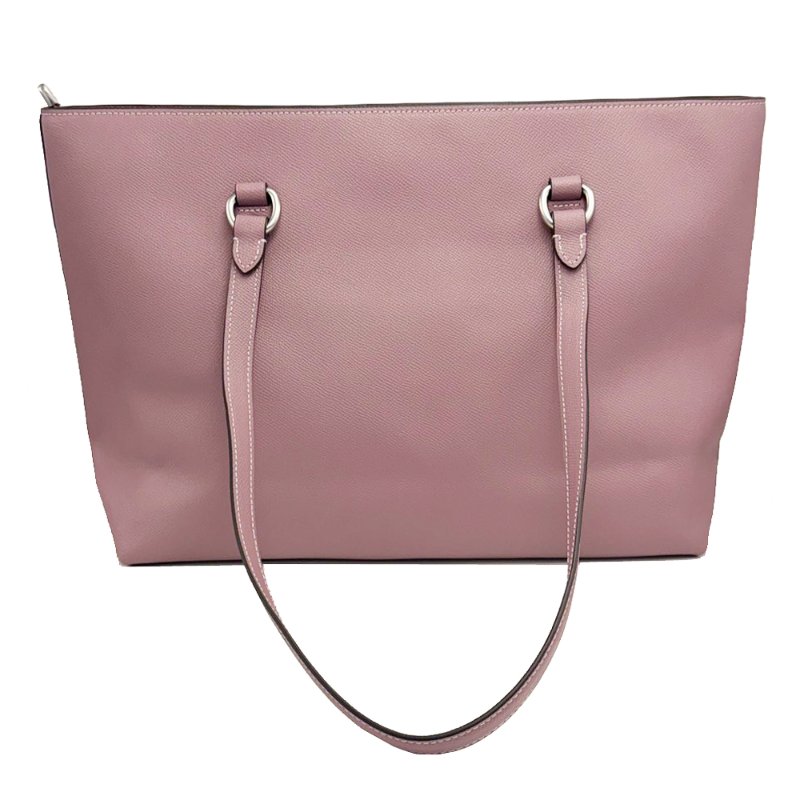 [全新]COACH Station前拉鍊素面防刮牛皮肩背大購物托特包(薰衣草紫)-2