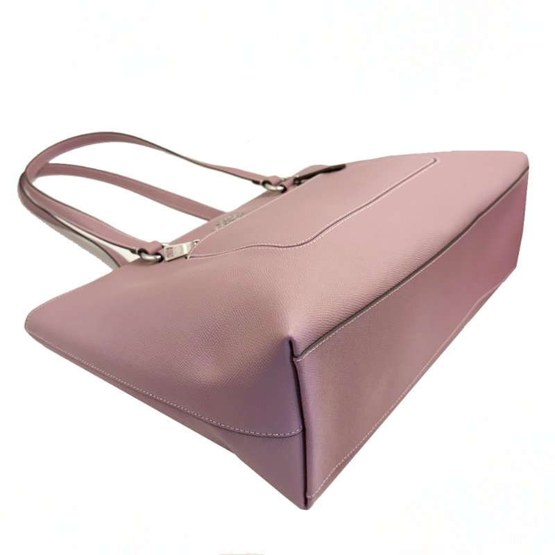 [全新]COACH Station前拉鍊素面防刮牛皮肩背大購物托特包(薰衣草紫)-3