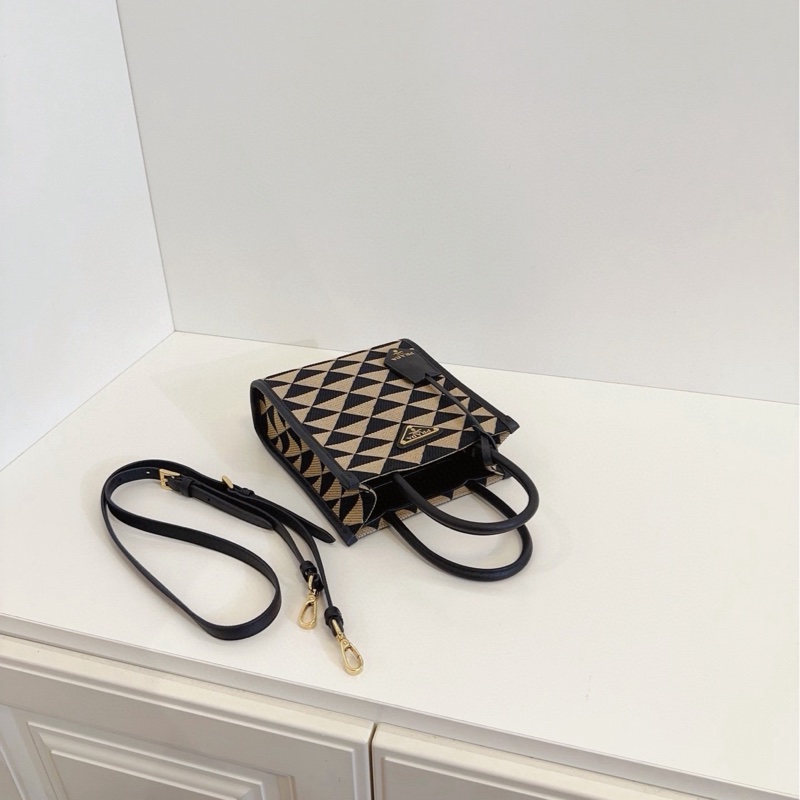 【99新🆕】Prada Symbole mini tote 立體幾何帆布拼皮小琴譜包 簡約未來主義👉🏻黑卡其倒三角-2