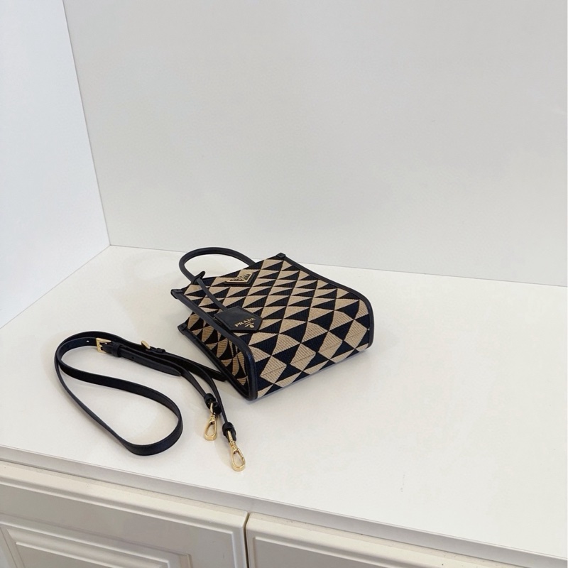 【99新🆕】Prada Symbole mini tote 立體幾何帆布拼皮小琴譜包 簡約未來主義👉🏻黑卡其倒三角-3