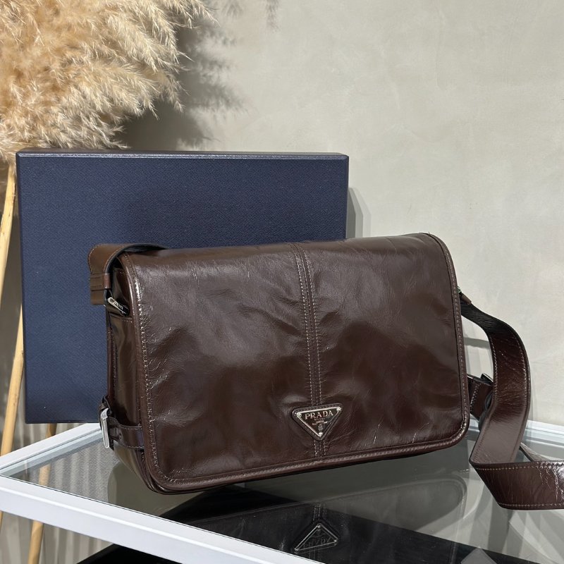 PRADA 小牛皮郵差包 - 深棕-2