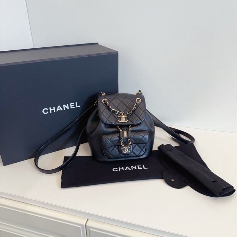 【99新🆕】Chanel 芯片黑金duma 雙肩包-0