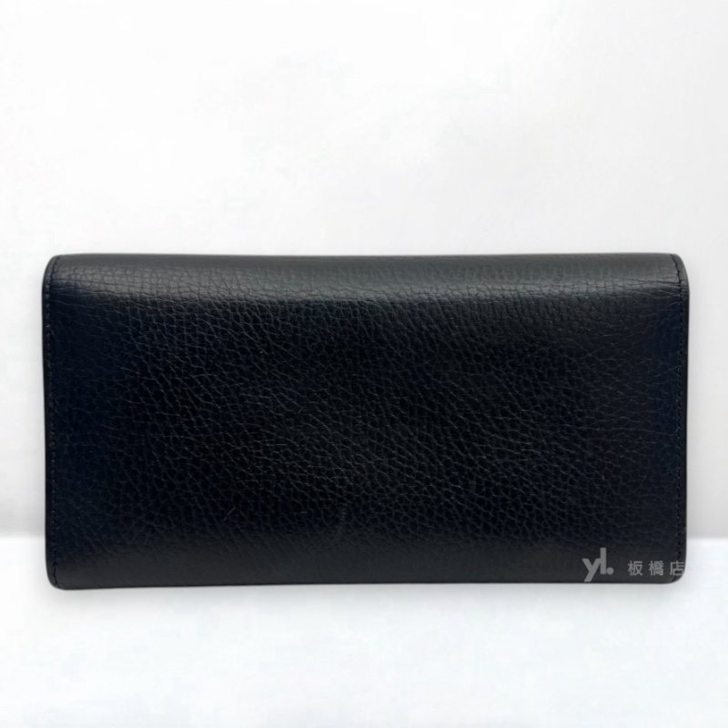 S5391-GUCCI 黑牛皮下蓋GG金屬LOGO長夾615524-3