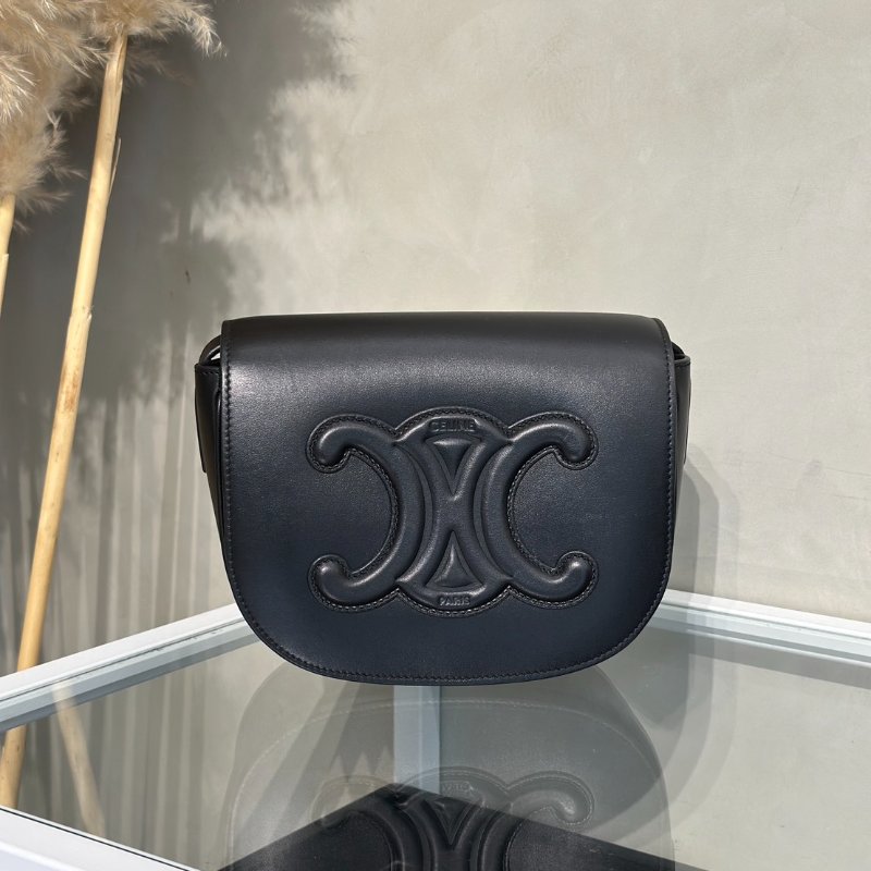 CELINE Triomphe凱旋門馬鞍包 - 黑-0