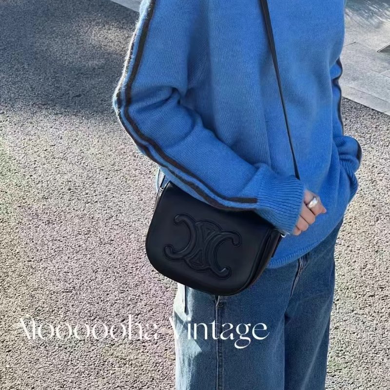 CELINE Triomphe凱旋門馬鞍包 - 黑-11