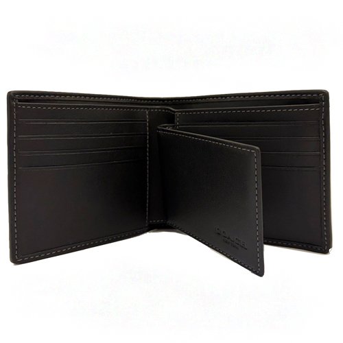 COACH C LOGO牛仔布男款8卡附活動證件夾短夾(丹寧藍)-3