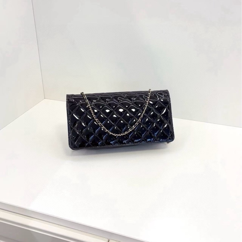 【98新🆕】Chanel  黑金漆皮雙C方扣 法棍鏈條包-1