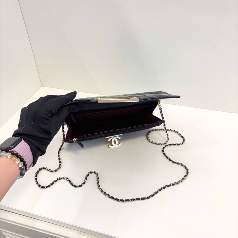 【98新🆕】Chanel  黑金漆皮雙C方扣 法棍鏈條包-6