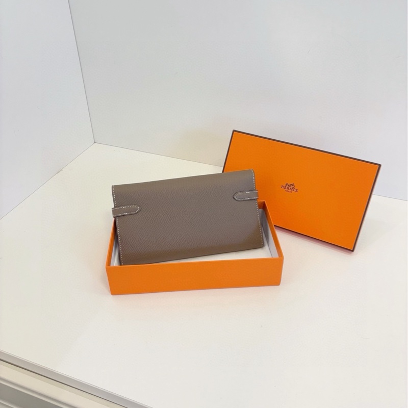【閒置帶膜🆕】Hermes  kelly long大象灰銀扣長款錢包 可放手機自帶卡槽 c刻 epsom皮-1
