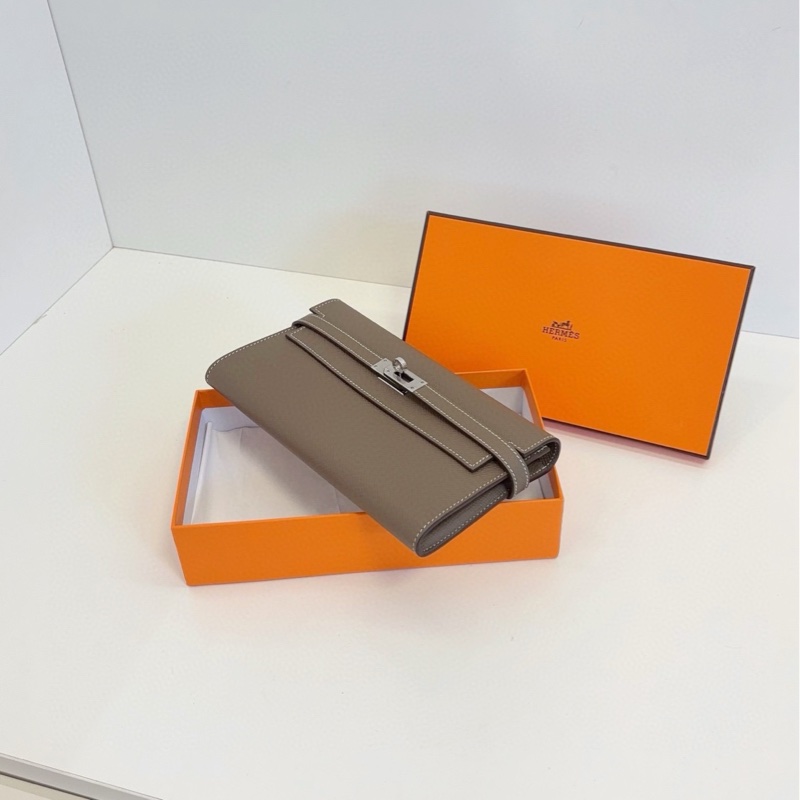 【閒置帶膜🆕】Hermes  kelly long大象灰銀扣長款錢包 可放手機自帶卡槽 c刻 epsom皮-2