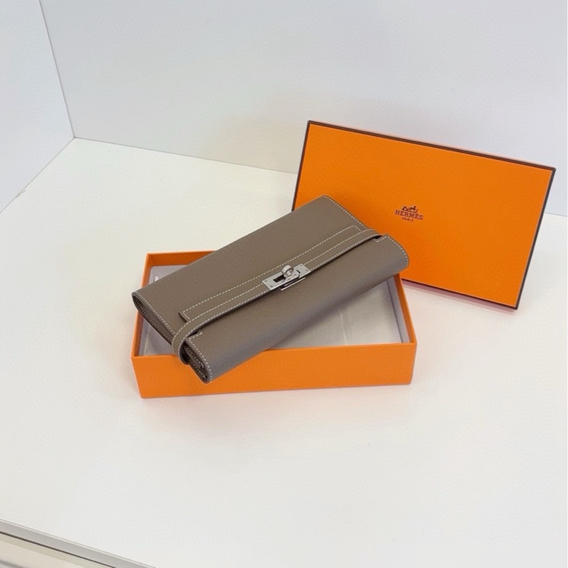 【閒置帶膜🆕】Hermes  kelly long大象灰銀扣長款錢包 可放手機自帶卡槽 c刻 epsom皮-3