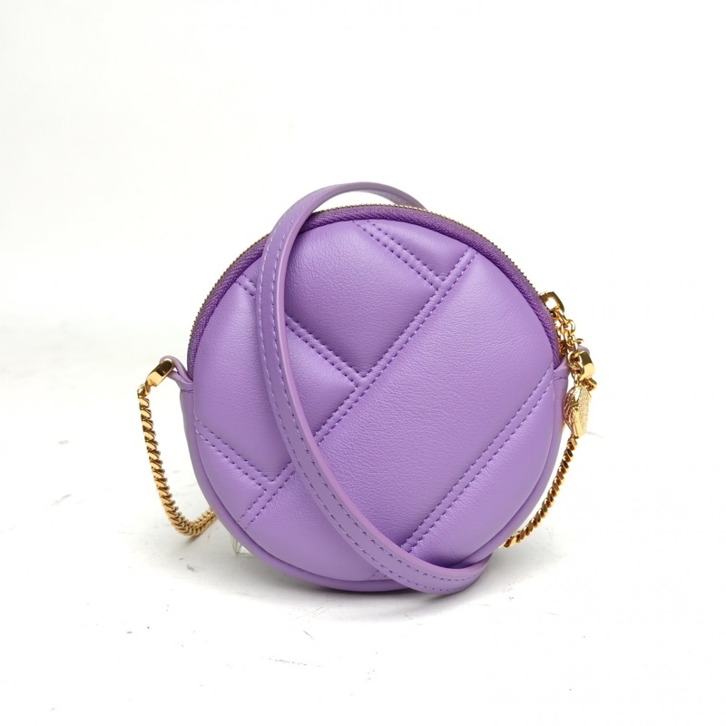 BVLGARI 紫色牛皮金扣蛇頭mini圓餅包零錢包-0