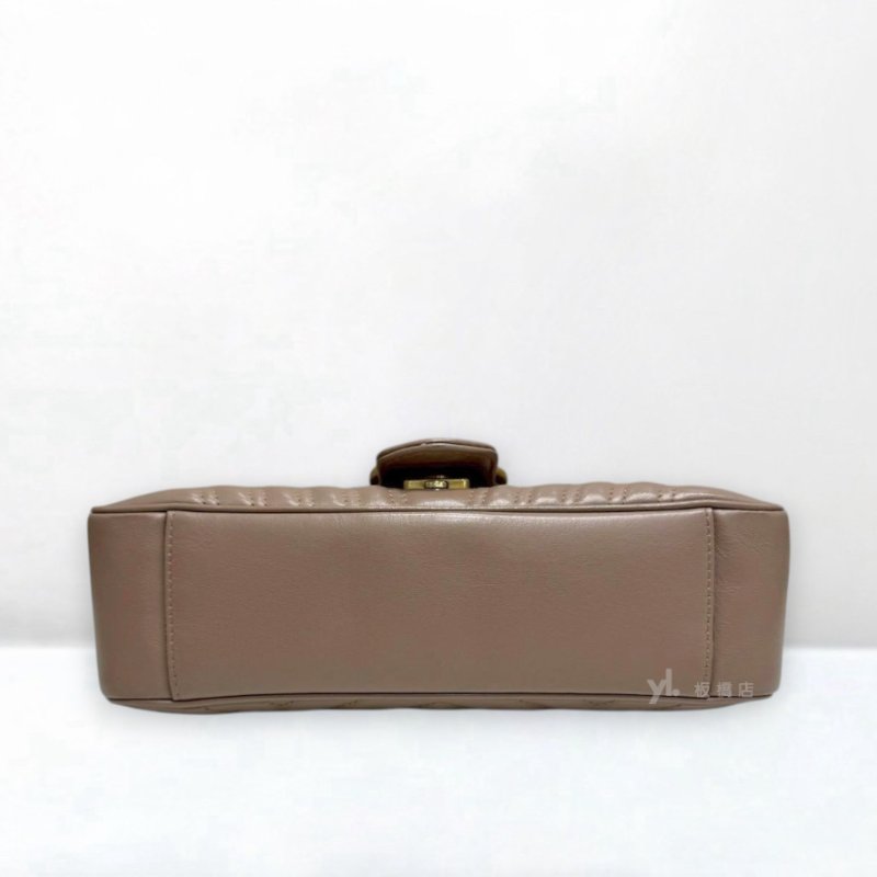 S5396-Gucci Marmont裸粉色金釦中號下蓋斜背包443497-4