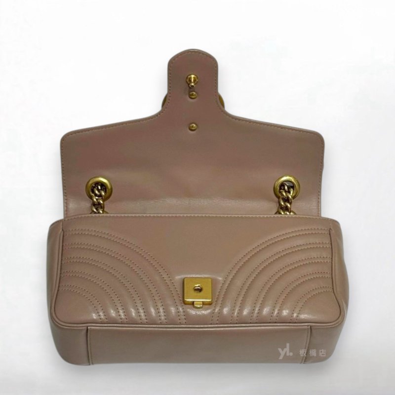 S5396-Gucci Marmont裸粉色金釦中號下蓋斜背包443497-5