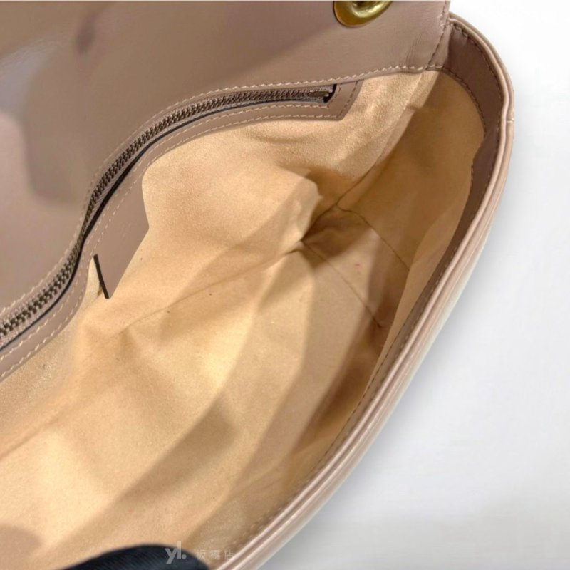 S5396-Gucci Marmont裸粉色金釦中號下蓋斜背包443497-6